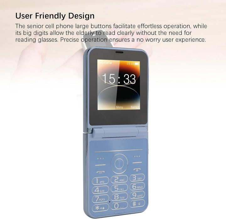 Senioren Klapphandy, Grosse Tasten Dual Screen GSM 2G Mobiltelefon mit 4 SIM 4 Standby, Lauter Sound