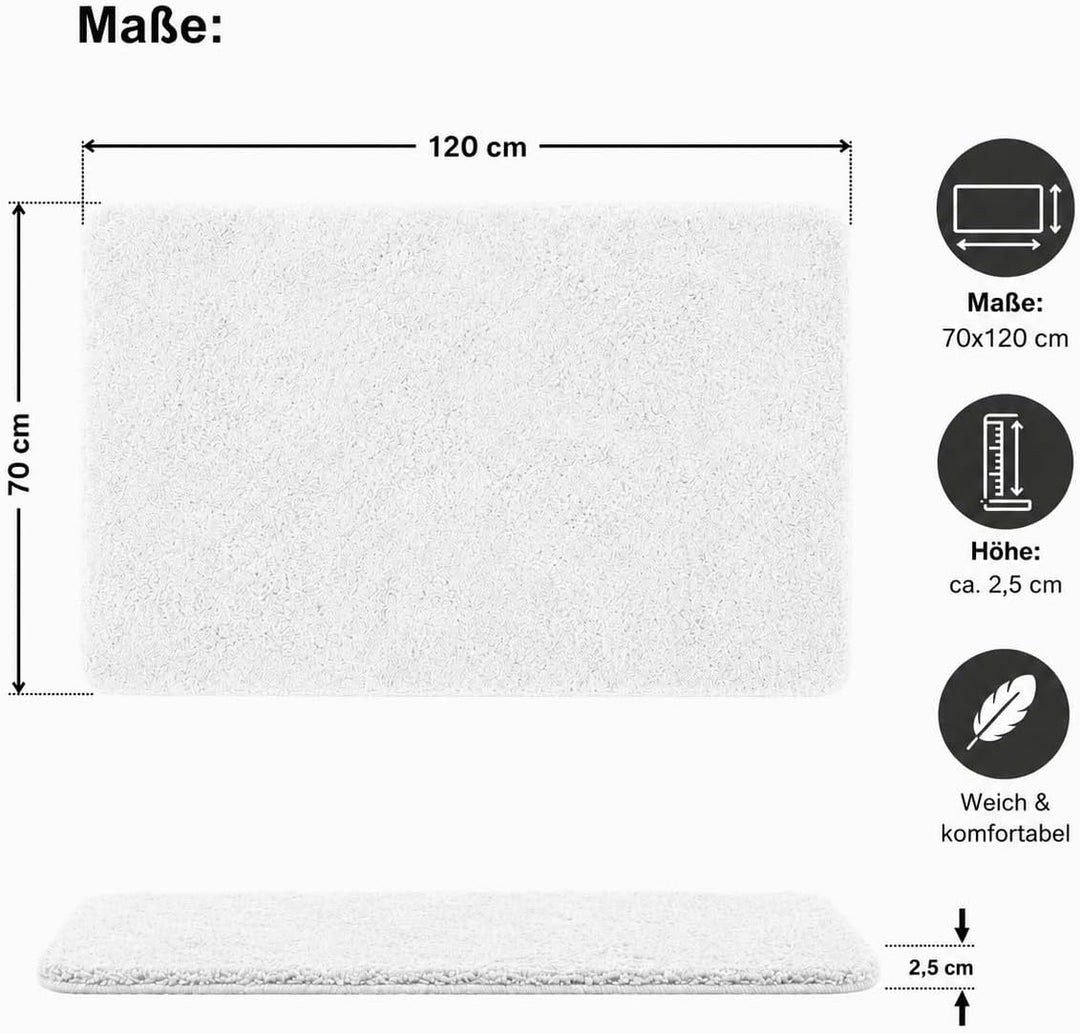 Brandsseller Badezimmerteppich 70x120 cm Badvorleger Badematte Badteppich rechteckig Chenille rutsch