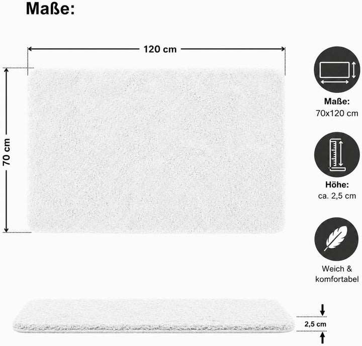 Brandsseller Badezimmerteppich 70x120 cm Badvorleger Badematte Badteppich rechteckig Chenille rutsch