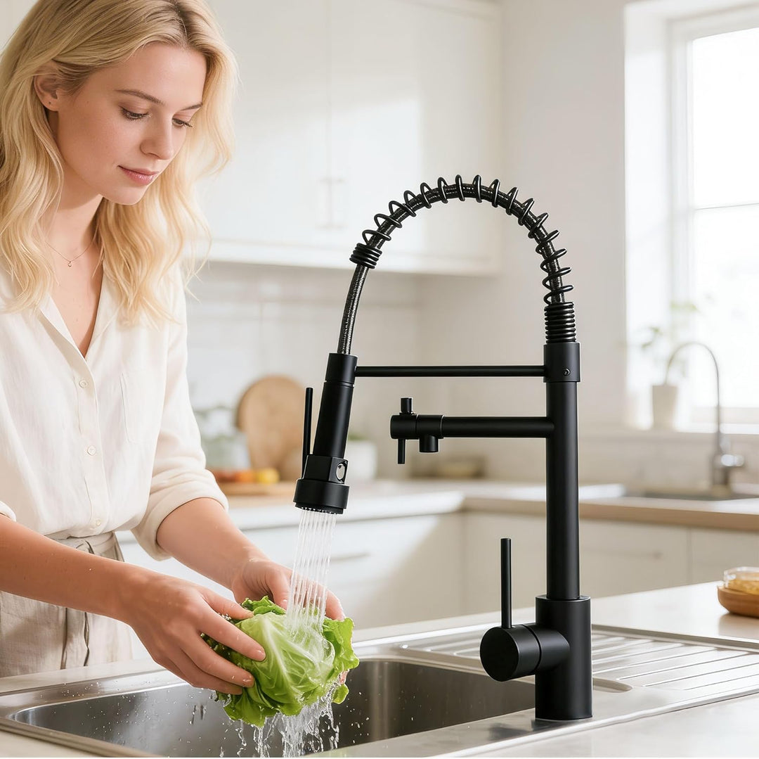 Edelstahl Wasserhahn KüChe,Hochdruck Mischbatterie KüChe mit ausziehbarer Brause,SpüLtischarmatur Zw