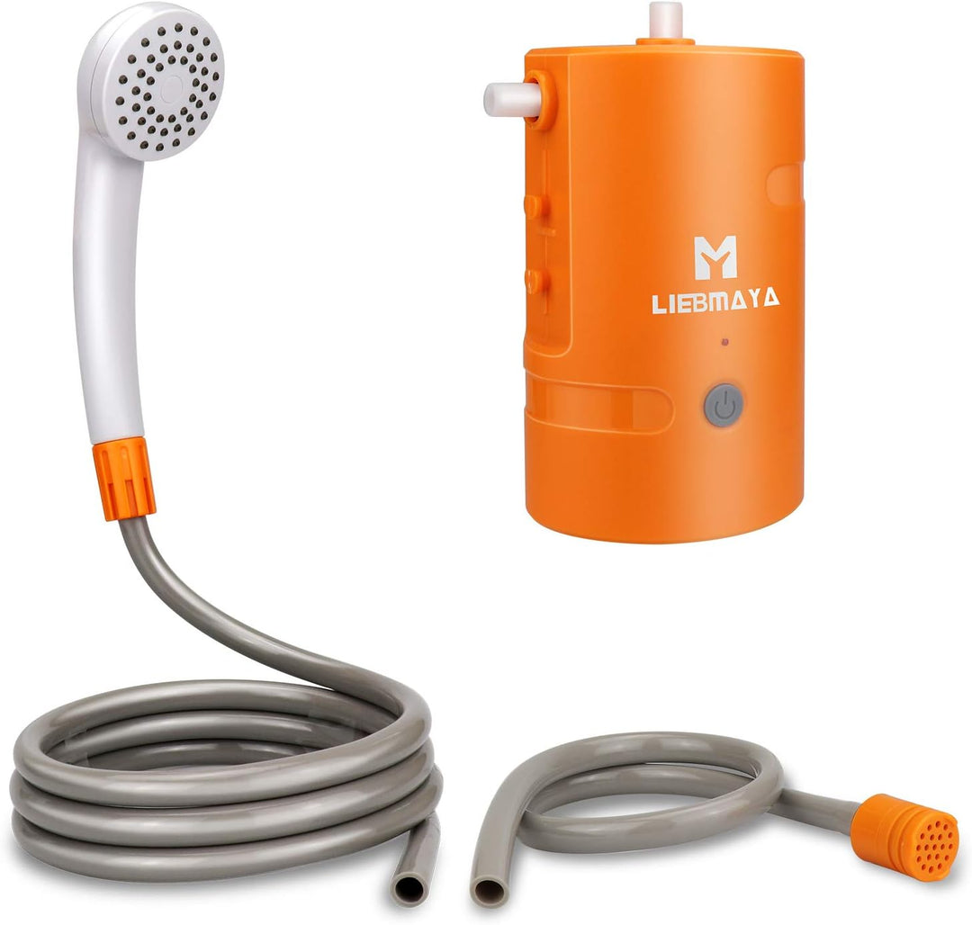 LIEBMAYA 12V Tragbare Aussendusche, Outdoor Dusche, Campingdusche eingebauter 4400mAh Batterien Ange