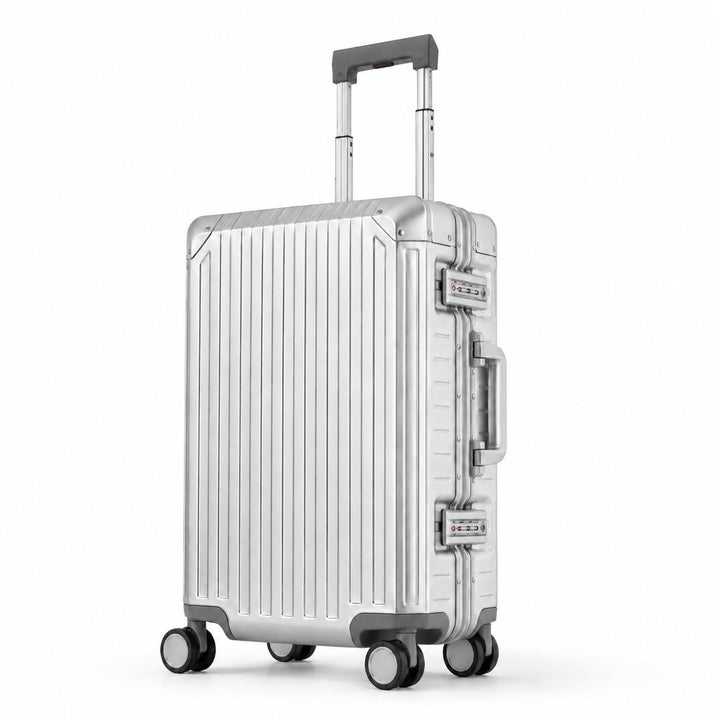 Travelhouse 100% Aluminium Handgepäck Koffer Tokyo 55cm- Mit 2X TSA und 4 Silent Move Doppelrollen V