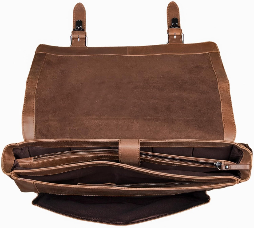 STILORD 'Alfred' Vintage Leder Aktentasche aufsteckbar XL gross Laptoptasche 17 Zoll Lehrertasche Do