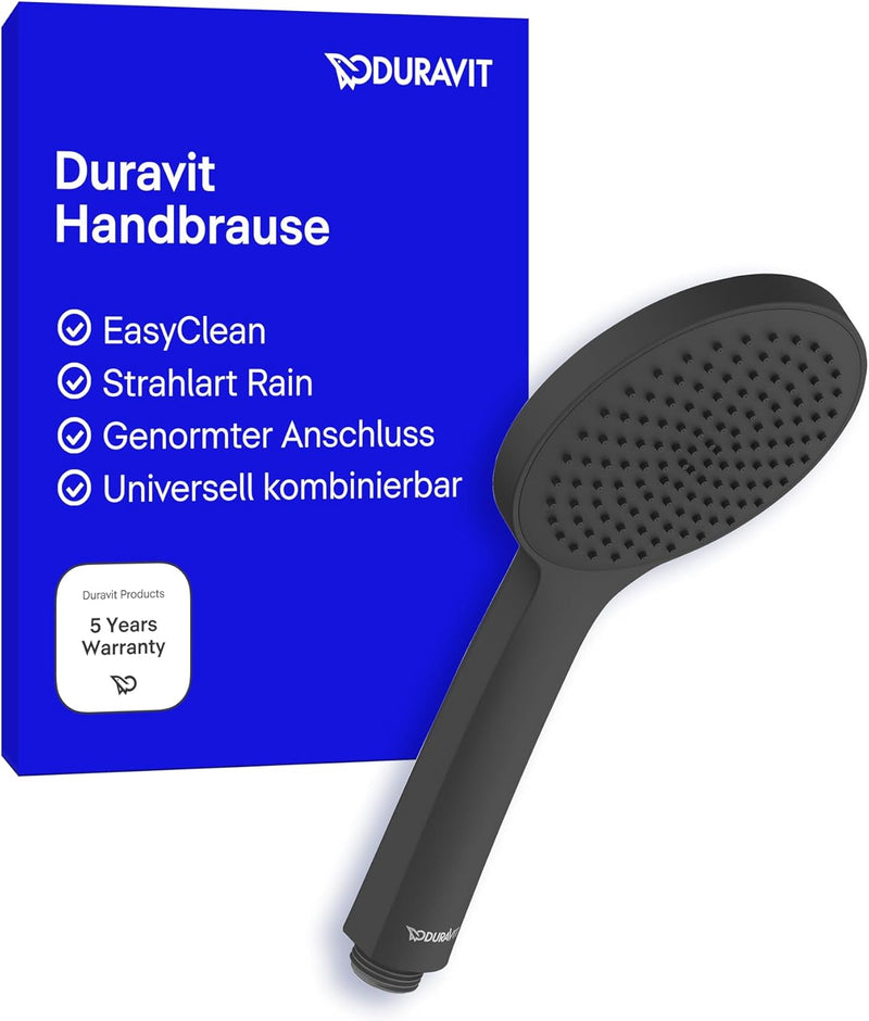 Duravit Universal Duschkopf, Duschbrause mit Strahlart Rain, Handbrause rund (Ø 110 mm), Brausekopf