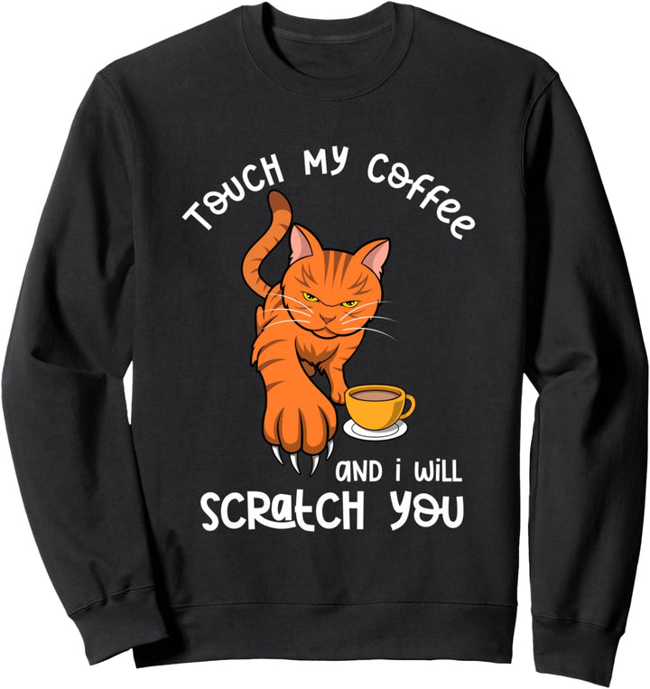 Lustige wütende Katze Kaffee Arbeit Büro Sweatshirt