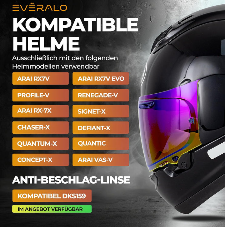 Everalo Kompatibel mit Arai Rx7v Visier - Vas v - Chaser X - Rx7x - Quantum X - Signet X - Defiant X