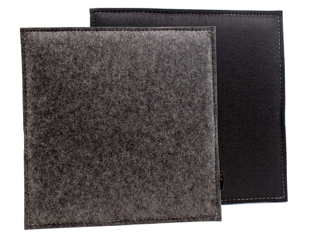 Luxflair Eckiges Filz Wende-Sitzkissen 4er Set in dunkelgrau/schwarz. Waschbare Sitzauflage mit Füll