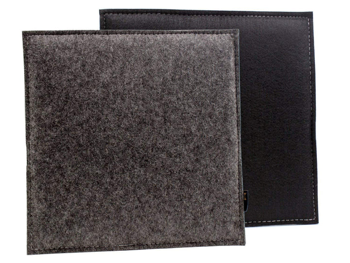 Luxflair Eckiges Filz Wende-Sitzkissen 4er Set in dunkelgrau/schwarz. Waschbare Sitzauflage mit Füll