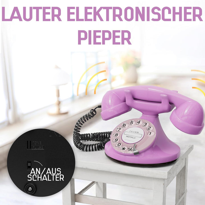 OPIS FunkyFon Cable: Retro Telefon mit Wählscheibe in geschwungenem 1920er Stil mit elektronischer K