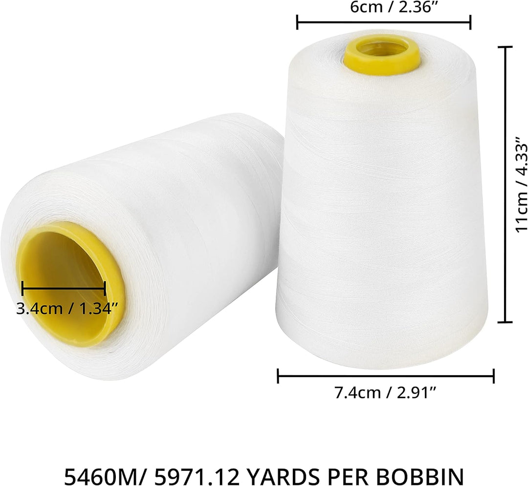Curtzy Nähgarn Set Polyester Nähgarn Nähmaschine in Weiss (4 Stk) – 11cm Garn für Nähmaschine Faden