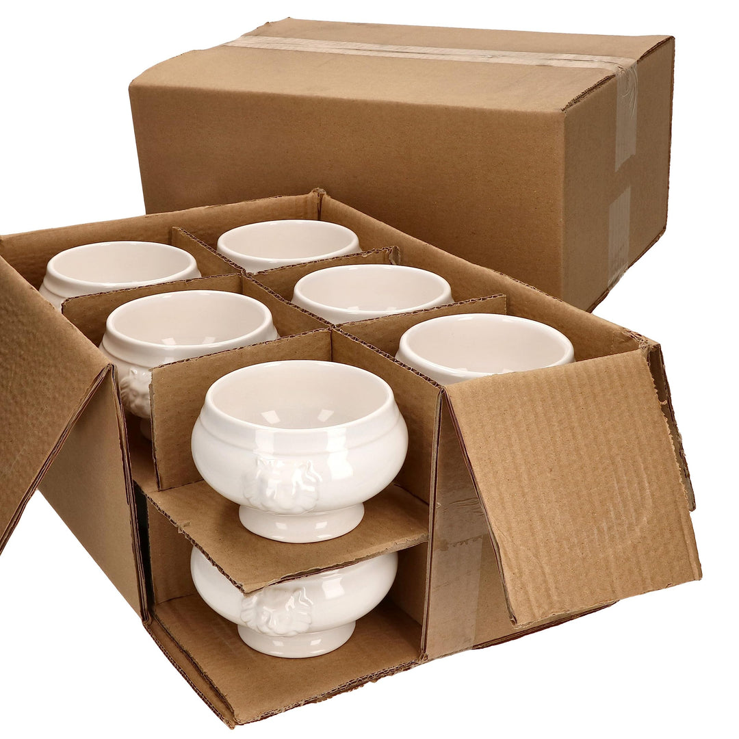 MamboCat 24er Set LEO Löwenkopf-Terrinen I klein - 250ml I Für 24 Personen I Weisse Suppentassen 0,2