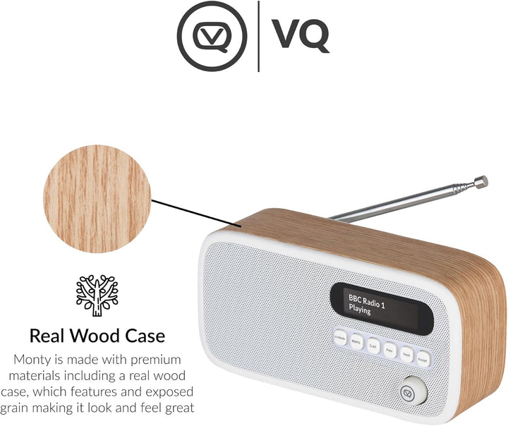VQ Dexter Radio DAB Plus/DAB mit FM, 3 Watts Stereo Lautsprecher und LCD Bildschirm - Batteriebetrie