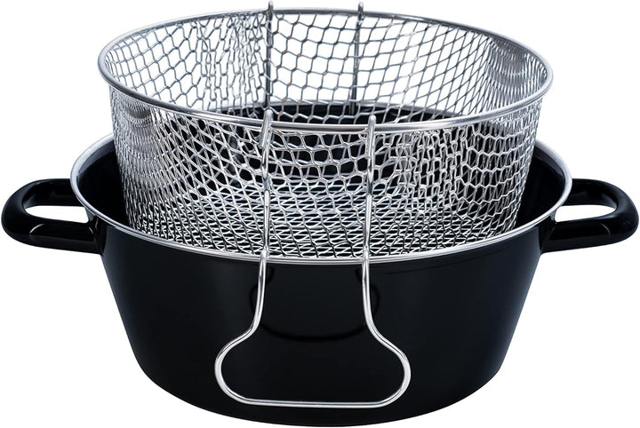 Riess, 0366-022, Pommes-frites Pfanne mit Einsatz 20, CLASSIC - SCHWARZEMAILLE, Durchmesser 20 cm, H