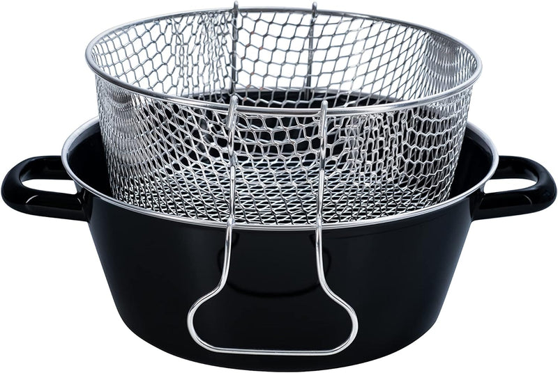 Riess, 0366-022, Pommes-frites Pfanne mit Einsatz 20, CLASSIC - SCHWARZEMAILLE, Durchmesser 20 cm, H