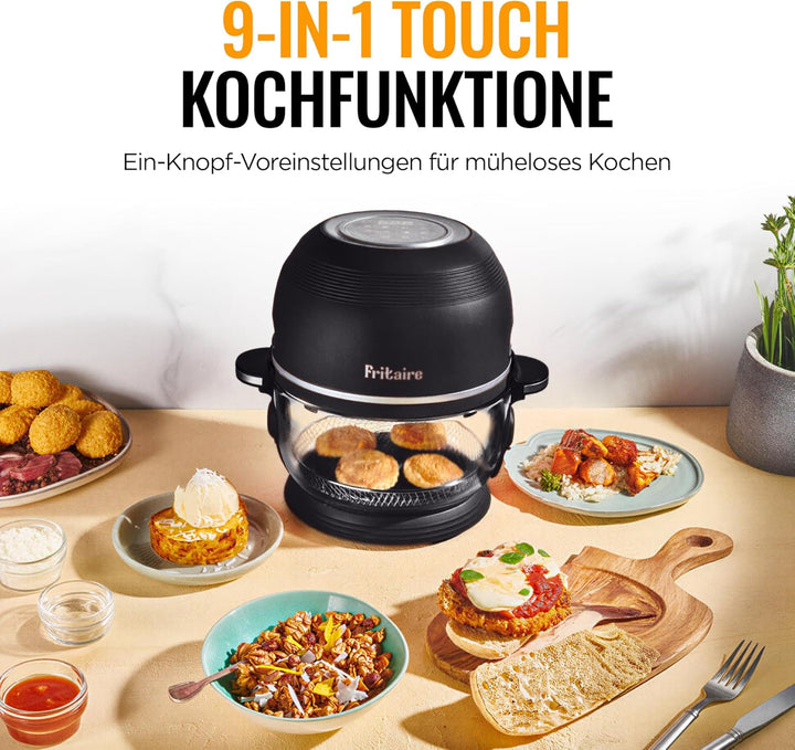 Fritaire Ungiftiger Glas-Airfryer™, 5L – 360° Sicht, Selbstreinigung, 400°F Heissluft-Vortex für gle