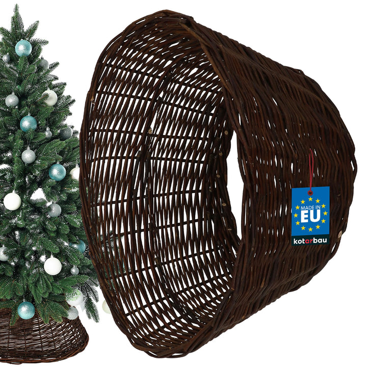 KOTARBAU® Weihnachtsbaum Rock aus Weide Ø 45 cm, Dunkel Braun Christbaumständer aus Rattan Natur, We