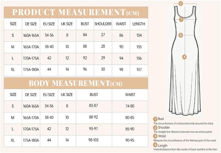 EXCHIC Damen Sommer Leichte Ärmellos Strand Maxi Kleid Elegant Elastisch Tunika Lang Kleider M Brigh
