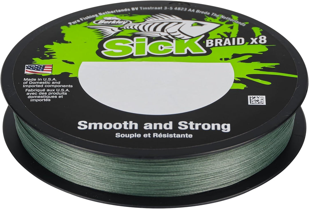 Berkley Sick Braid – 8-fach geflochtene Angelschnur, super glattes 8-fach Multifaden PE Raubfischgef