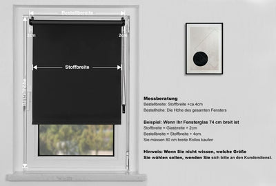 OBdeco Verdunkelungsrollo Thermorollo 110x160cm Schwarz ohne Bohren mit gleichfarbige Beschichtung O