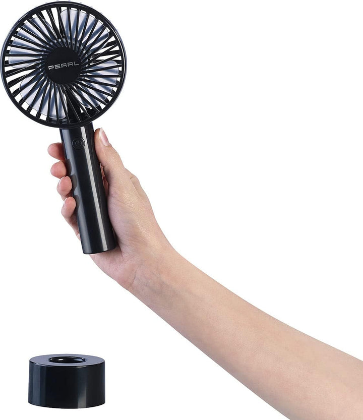 PEARL Akku Handventilator: 2er-Set 2in1-Hand- & Tisch-Ventilatoren, Akku- & USB-Betrieb, 3-stufig (V