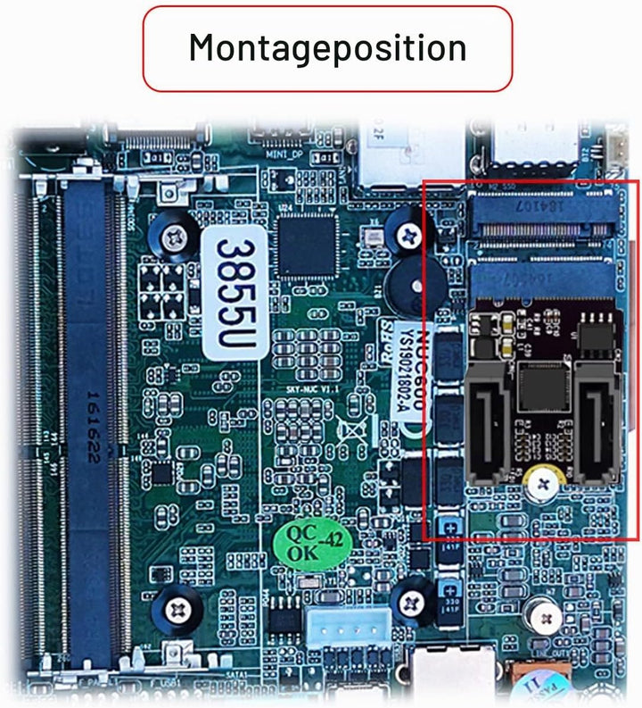 NFHK NGFF Key A+E PCI Express auf SATA 3.0 6Gbps Dual Ports Adapter Konverter Festplattenverlängerun