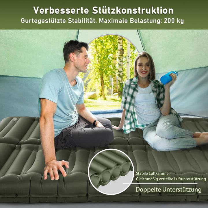 Elegear Isomatte Camping, 14CM Verdicktes Aufblasbare Luftmatratze mit Fusspumpe, Strapazierfähiges