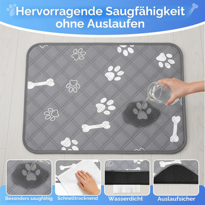 2 Stück Waschbar Haustier-Urinunterlage, Wiederverwendbare Matten für Hunde, Auslaufsicher, Super Sa