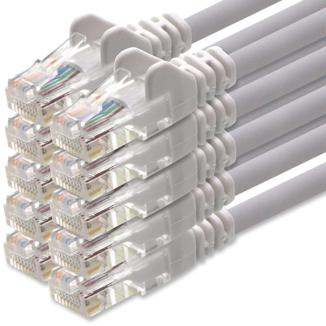 1aTTack.de Netzwerkkabel Cat.6 - weiss - 10x - 5m - (Set) - CAT6 Ethernet Kabel Lankabel 1000 Mbits