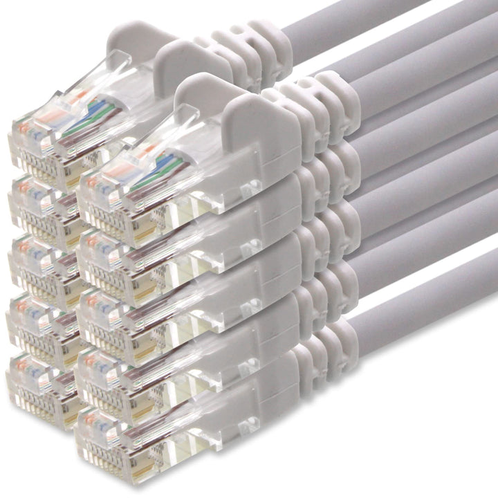 1aTTack.de Netzwerkkabel Cat.6 - weiss - 10x - 5m - (Set) - CAT6 Ethernet Kabel Lankabel 1000 Mbits