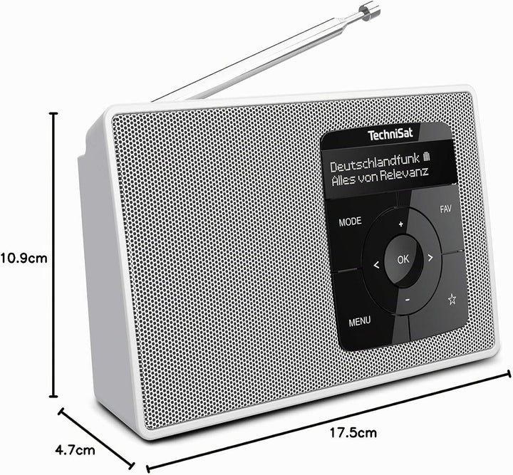 TechniSat DIGITRADIO 2 - Tragbares DAB+/UKW-Radio mit Akku (mit Bluetooth Audiostreaming, Weckfunkti