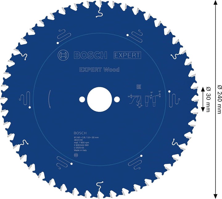 Bosch Professional 1x Kreissägeblatt Expert for Wood (Holz, Sägeblatt Ø 240 x 30 x 2,8 mm, 48 Zähne,