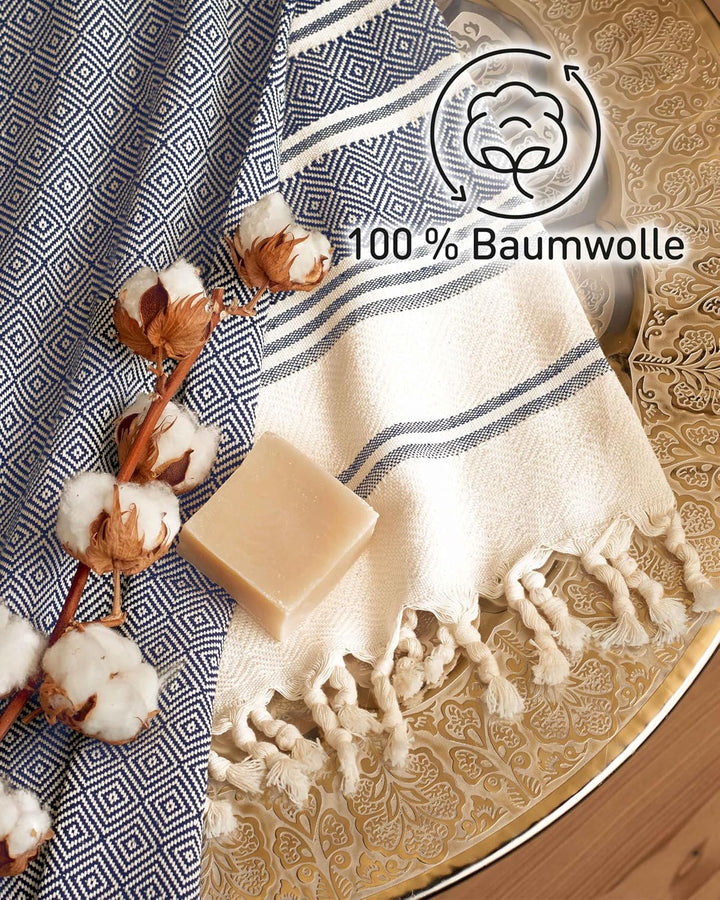 Fit-Flip Hamamtuch aus 100% Baumwolle saugfähig und schnelltrocknend | Navy, 100x200cm Diamond, türk