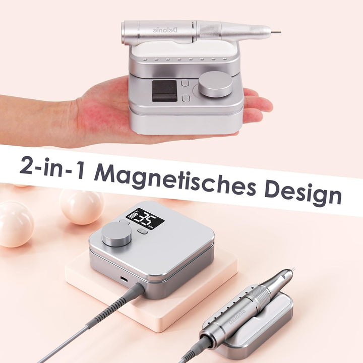 Delanie Elektrischer Nagelfräser für Gelnägel 35000 U/Min, Wiederaufladbar Nagel Fräser für Nägel mi