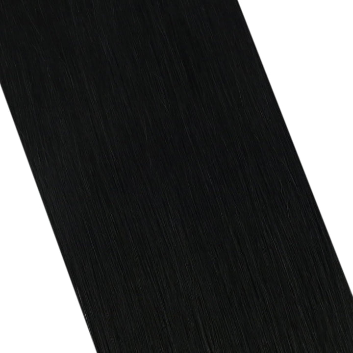 Ugeat Microring Extensions Echthaar Kurz 35 cm Schwarz Glatt Remy Haarverlängerung Microring Schwarz