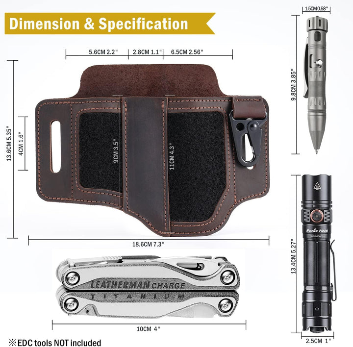 VIPERADE PL3 Multitool Scheide Lederscheide mit DIY Patch Bereich,EDC Taschen Organizer für Herren f