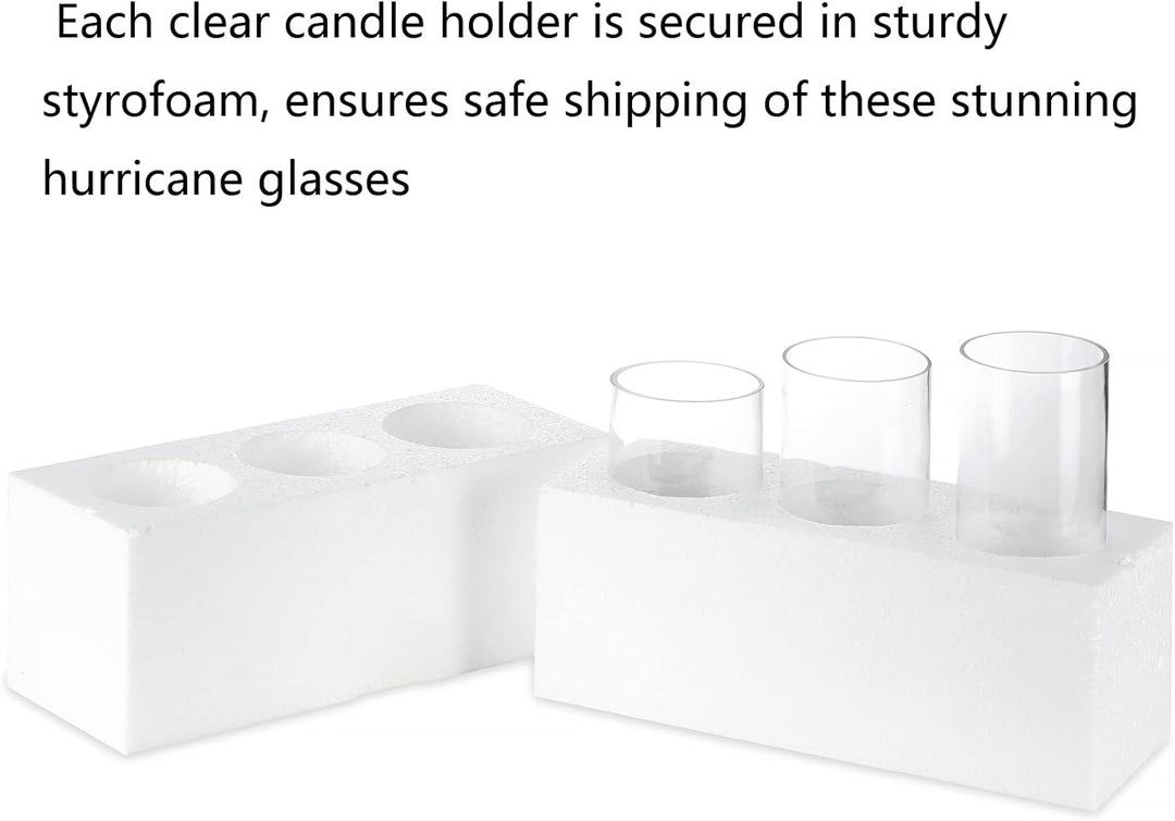 NUPTIO 3 Stück/Set Grosse Glasvase Glaskerzenhalter, Hurricane Kerzenhalter für Stumpenkerzen Hohe G