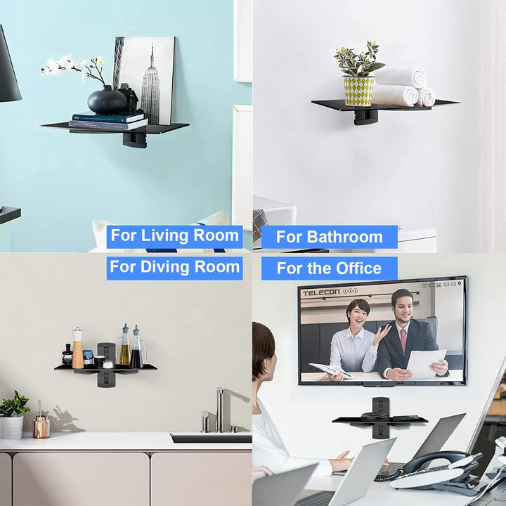 suptek Single Floating Regal Multimedia Wandregal TV Rack Wandhalterung Mit Verstärktem Gehärtetem G