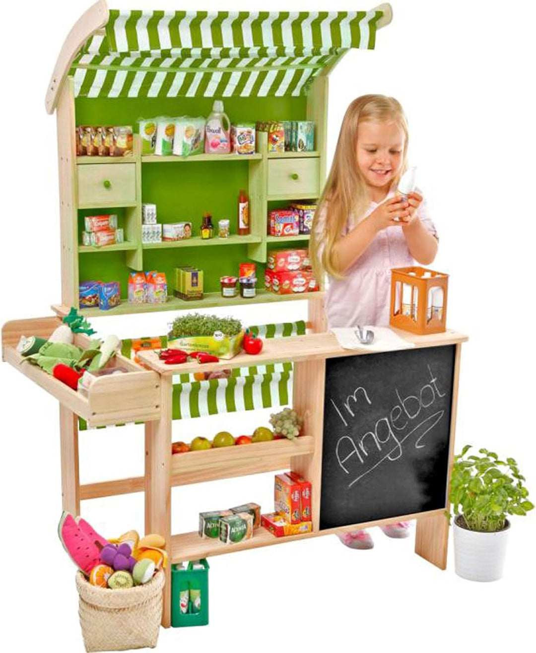 tanner DER KLEINE KAUFMANN TANNER Deco - Grosser Biomarkt, mit Miniatur Lebensmitteln, Zubehör für K