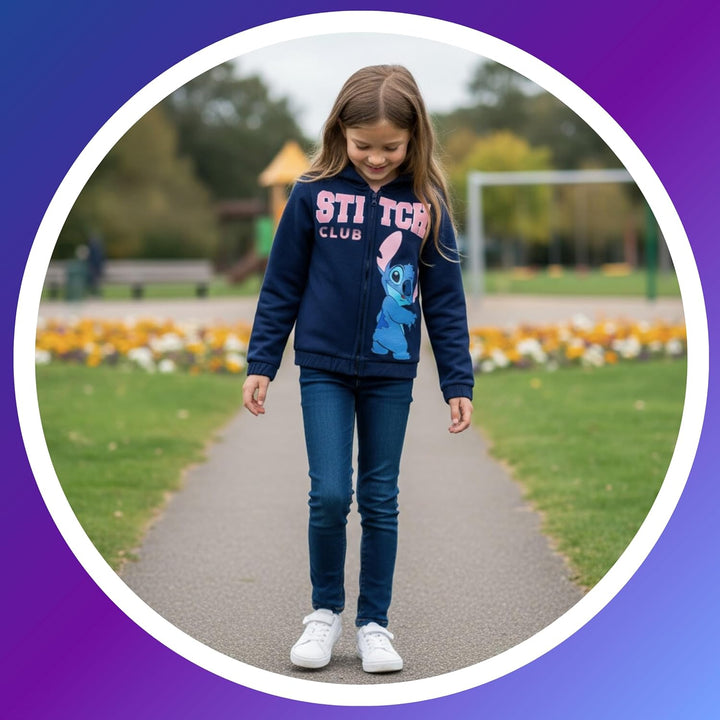 Disney Stitch Mädchen Kapuzenpullover, Pullover mit Reissverschluss, Geschenk für Mädchen, Grössen 3