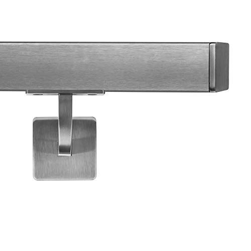 Handlauf VKT 42 x 42 mm Wandhandlauf Edelstahl V2A Halter eckig 280 cm 3 Halter 280 cm 3 Halter Edel
