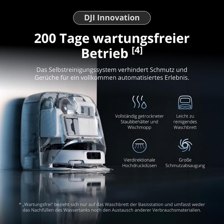 DJI ROMO P mit Zubehörset, Saugroboter mit Wischfunktion, 25.000 Pa Saugkraft, Hinderniserkennung au