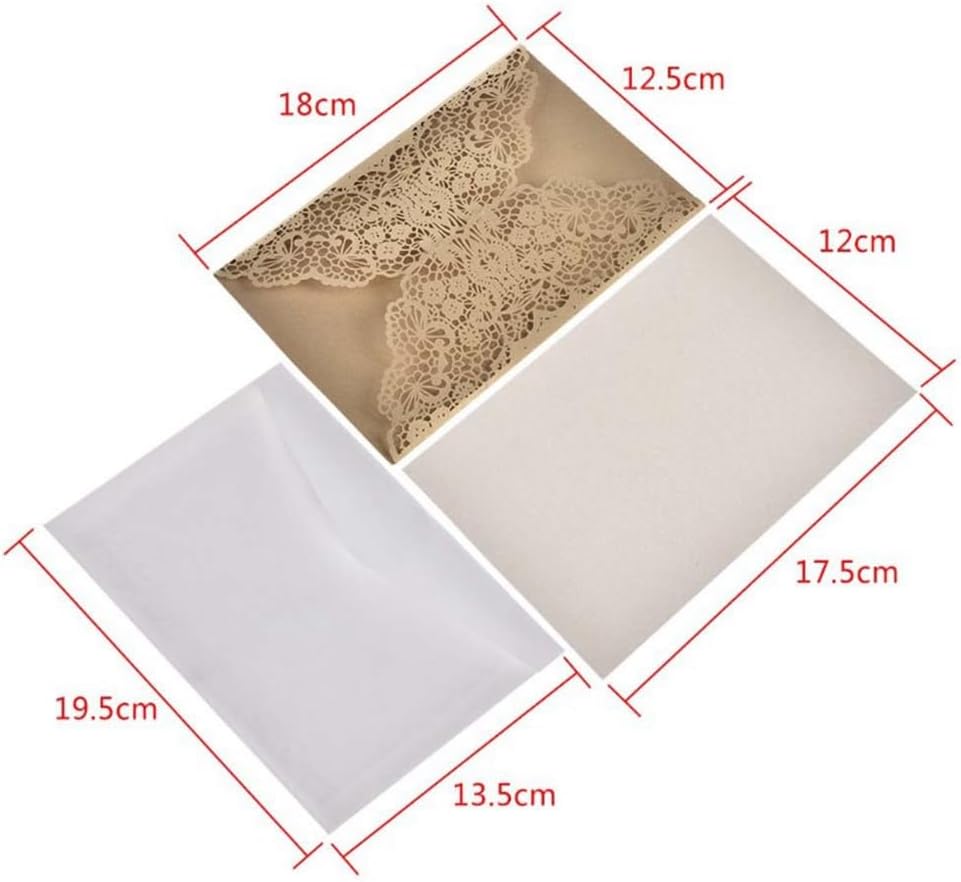 10 Stück Hochzeitseinladungen Laser Geschnittene Einladungskarten mit Bedruckbaren Papier und Umschl