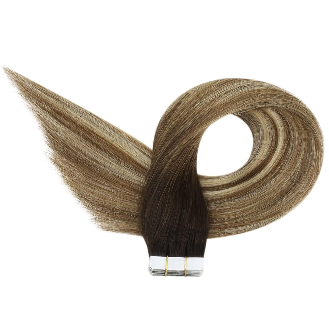 Ugeat 50 Gramm Haarverlängerung Echthaar Tape Hair Extension 45cm Haare Tapes Extensions Echthaar 20