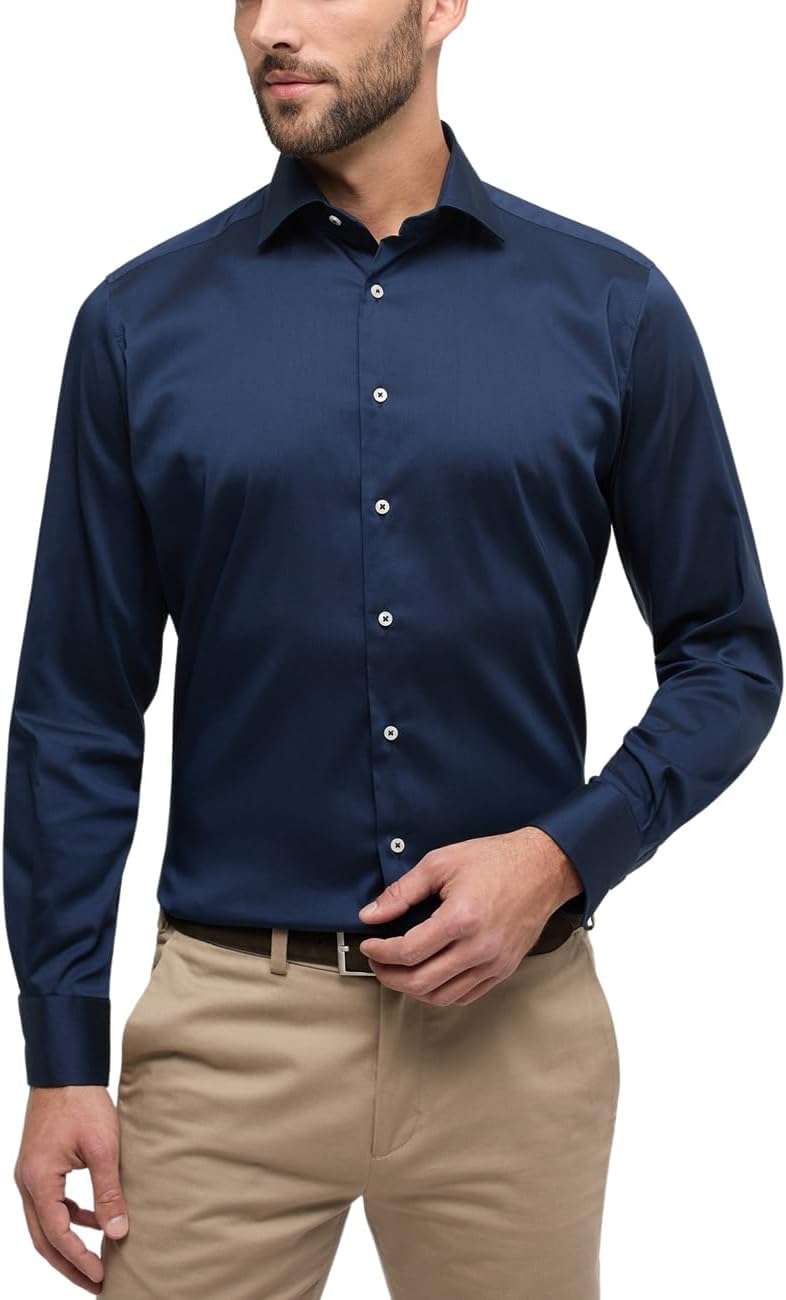 ETERNA Herren Performance Shirt MODERN FIT 38 Kragen / 67 Ärmel Navy, 38 Kragen / 67 Ärmel Navy