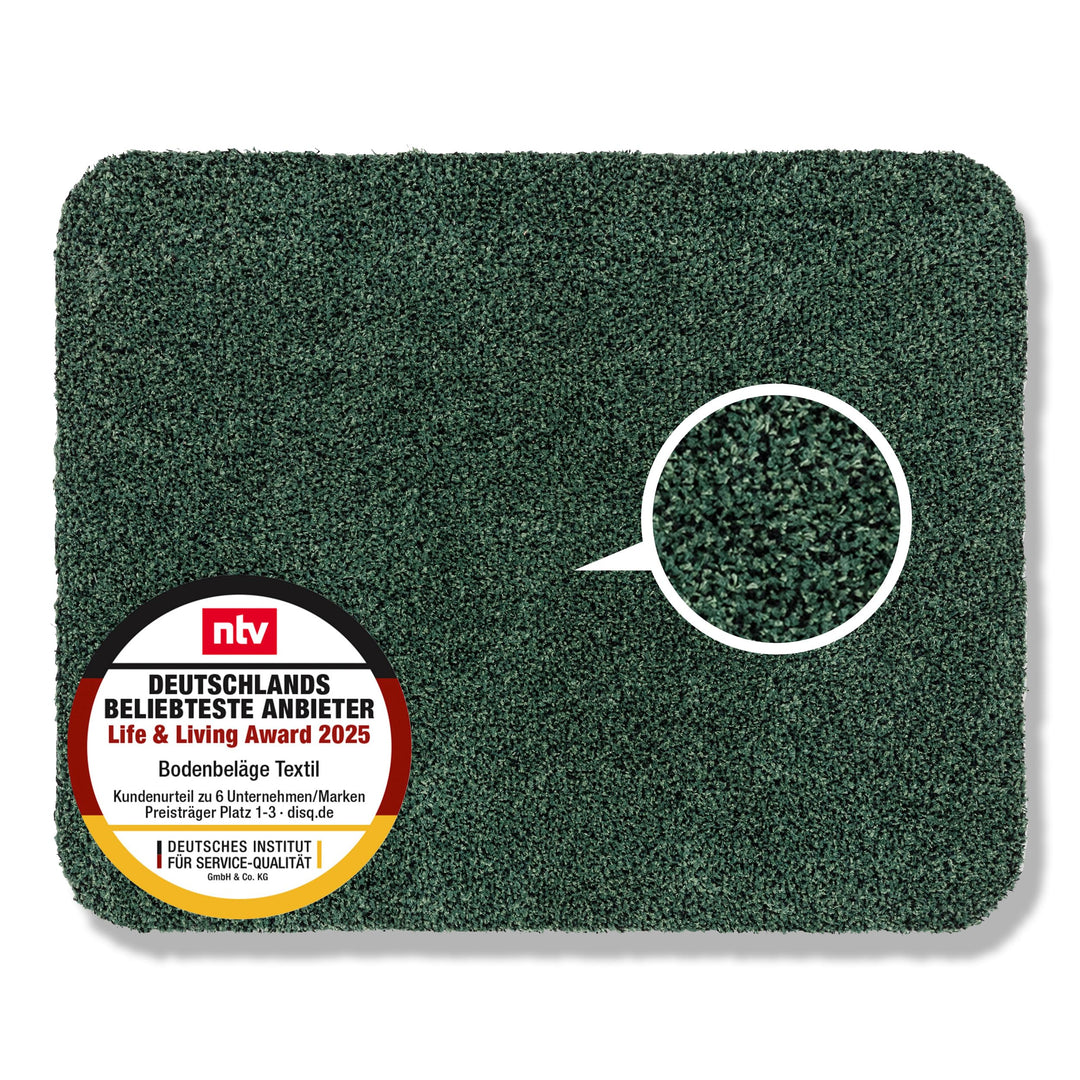 Astra Schmutzfangmatte innen waschbar 60x75 cm – Sauberlaufmatte dunkelgrün 100% Baumwolle Matte - E