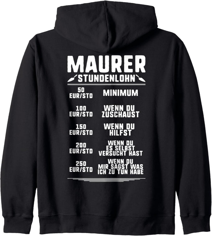 Stundenlohn Maurer Kapuzenjacke