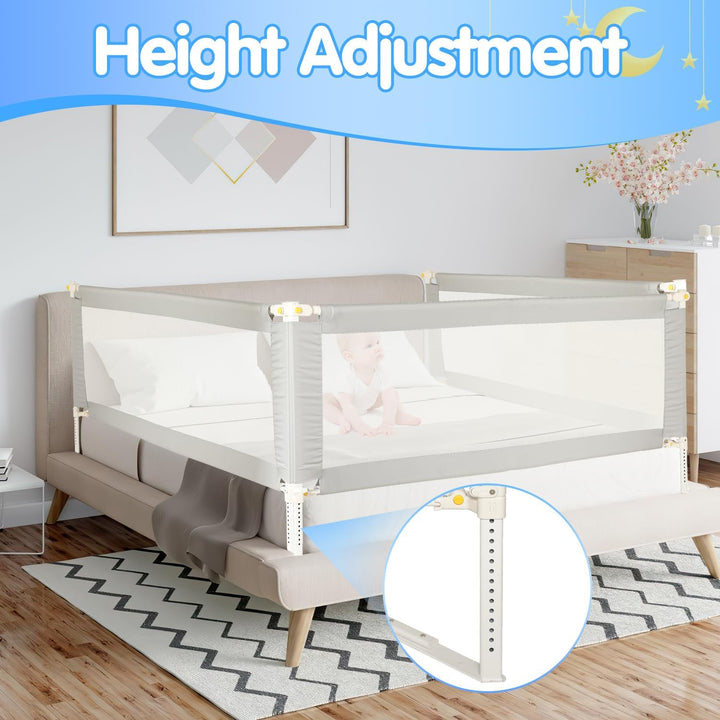 Bettschutzgitter 150 cm Rausfallschutz Bett – klappbares Bettgitter für Baby & Kleinkind, höhenverst