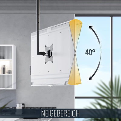 RICOO Monitor & TV Deckenhalterung für Fernseher 23-42 Zoll, Schwenkbar Neigbar Höhenverstellbar, Un