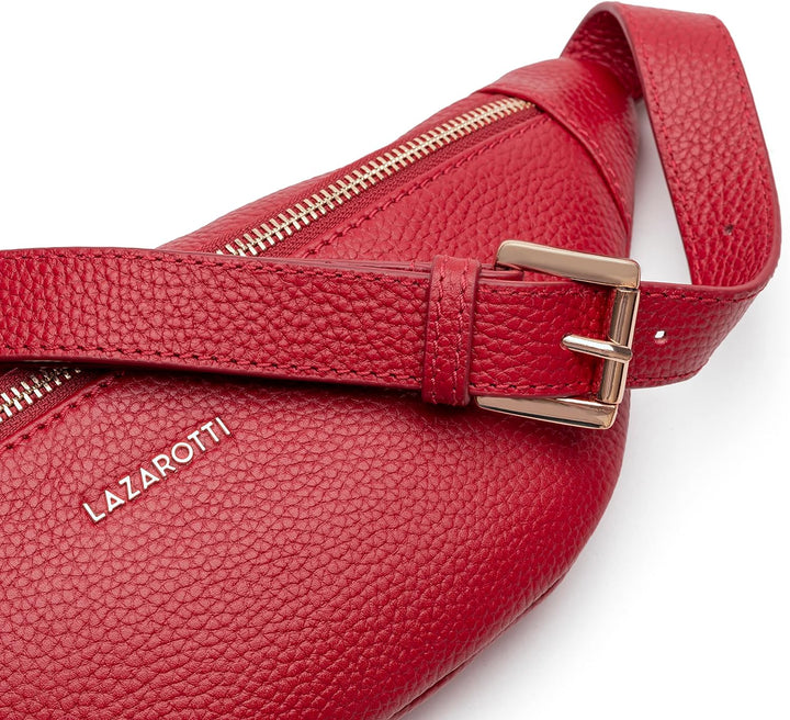 Lazarotti Bologna Leder Gürteltasche Damen | längenverstellbarer Tragegurt | grosse Bauchtasche 31 c