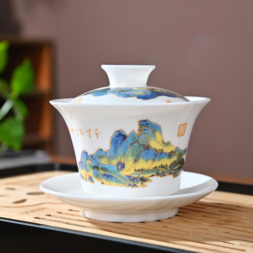 Chinesisches Teeset Traditionelles Chinesisches Kung-Fu-Teeset für Erwachsene, Gaiwan Teeset mit 6 T